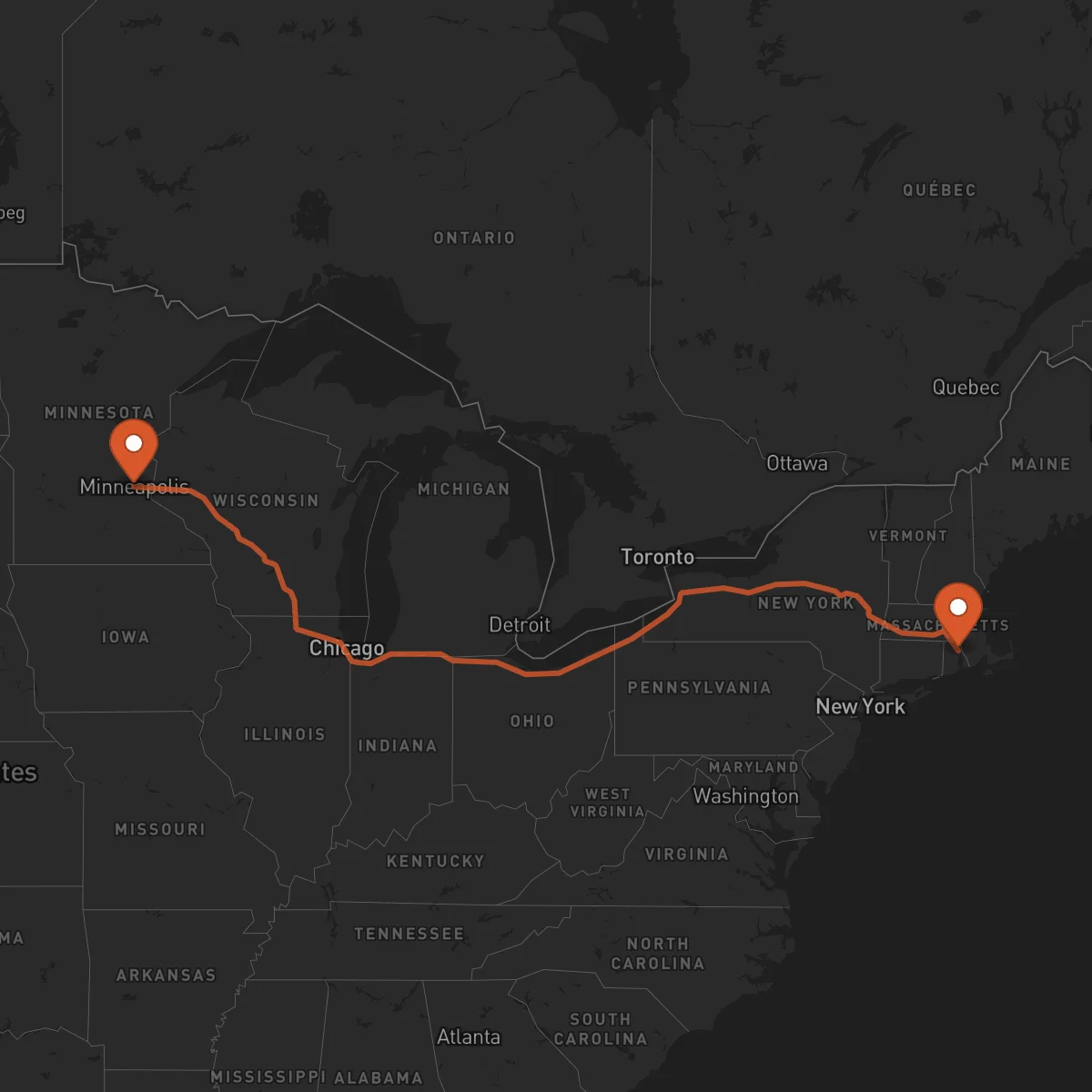 Ruta Minneapolis - Providence