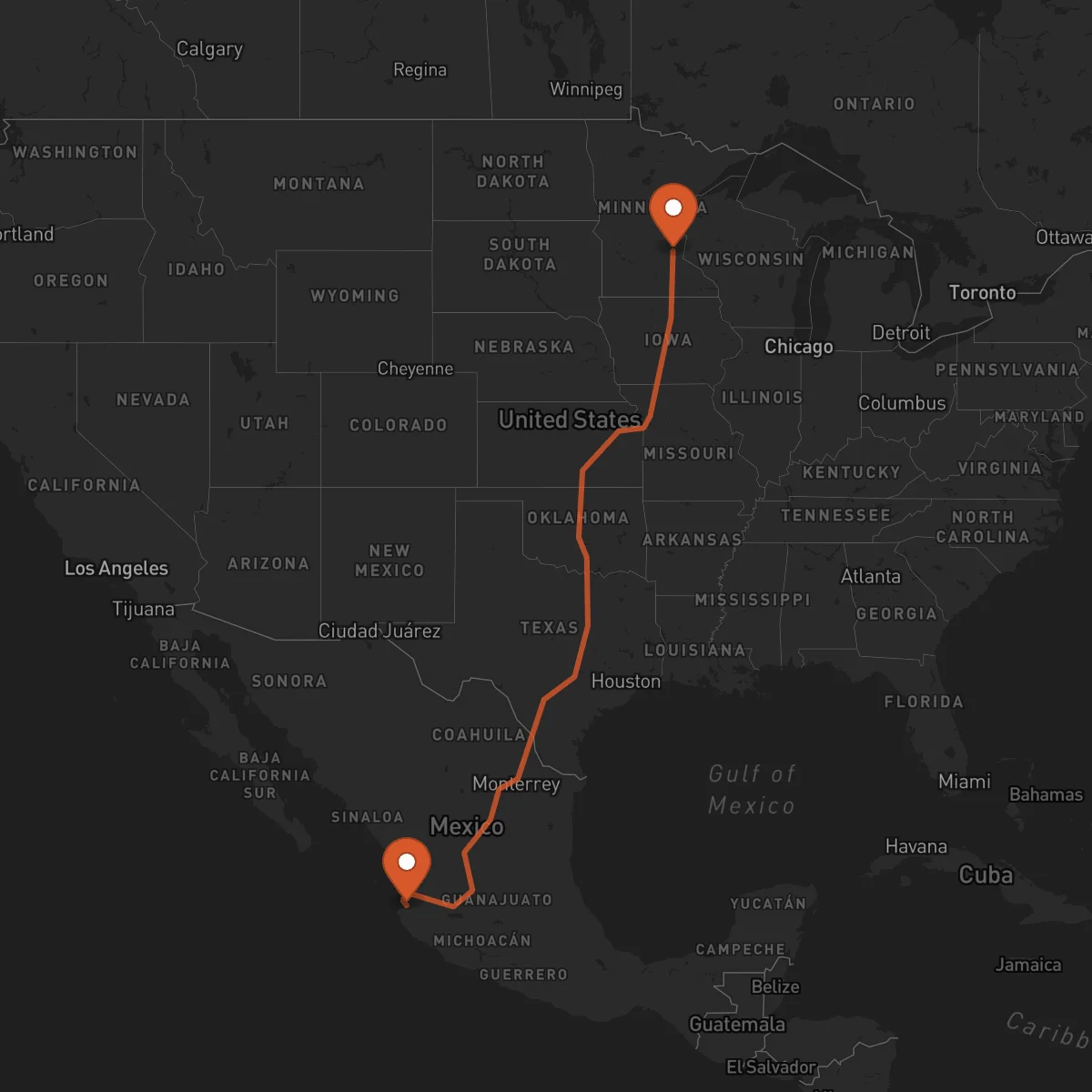 Ruta Minneapolis - Puerto Vallarta