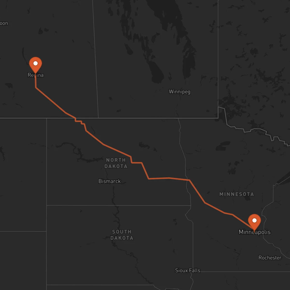 Ruta Minneapolis - Regina