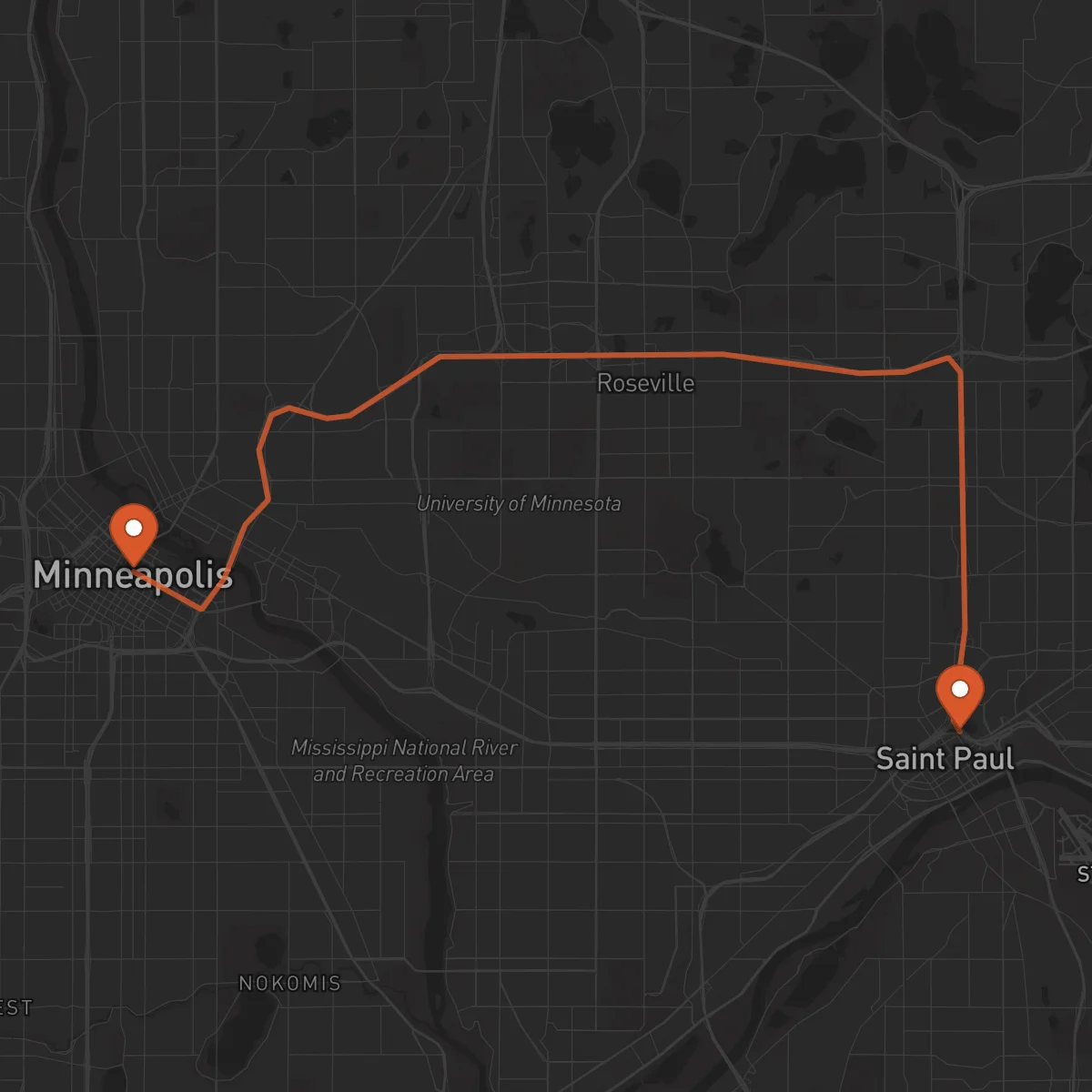 Ruta Minneapolis - Saint Paul