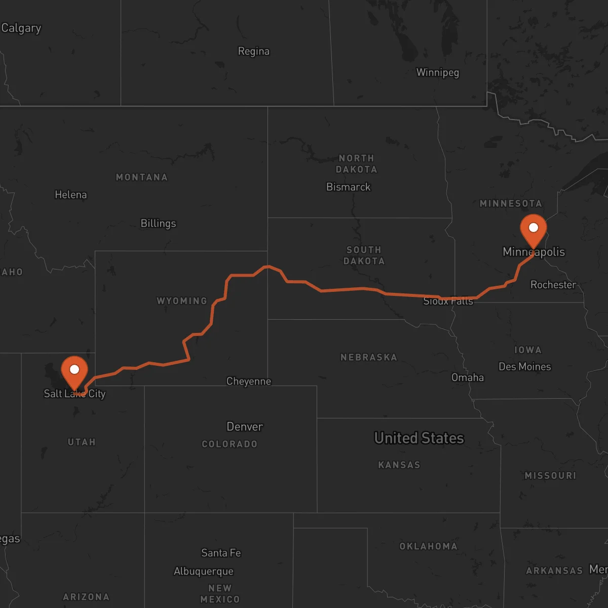 Ruta Salt Lake City - Minneapolis