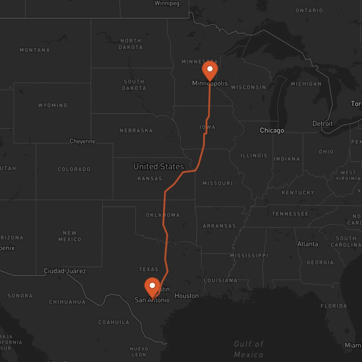Ruta Minneapolis - San Antonio