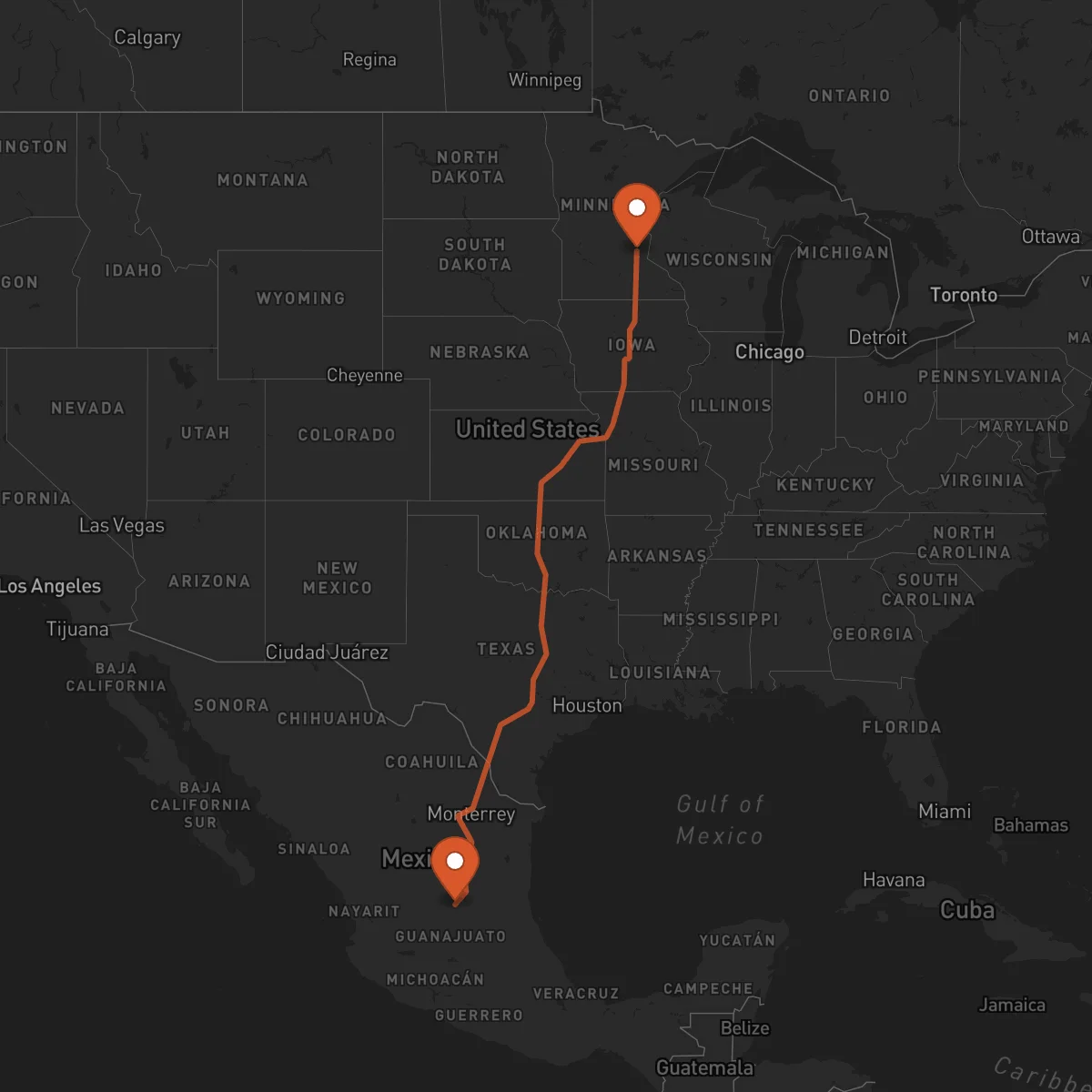 Ruta San Luis Potosí - Minneapolis