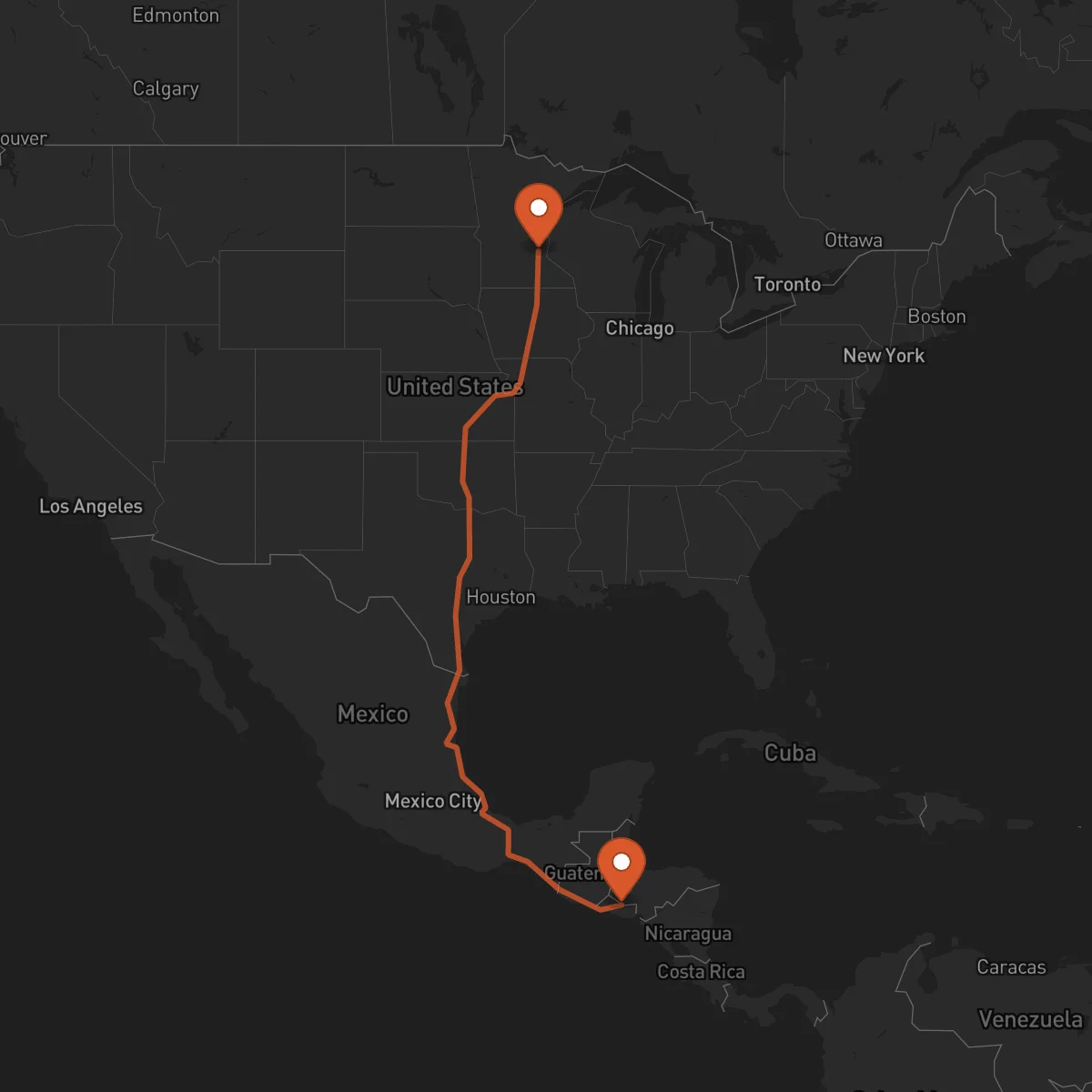 Ruta Minneapolis - Sensuntepeque