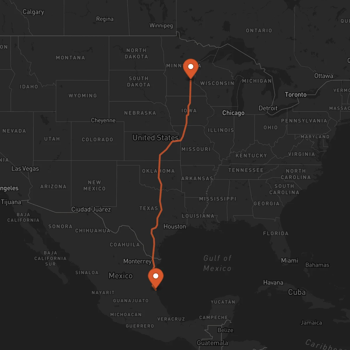 Ruta Tampico - Minneapolis