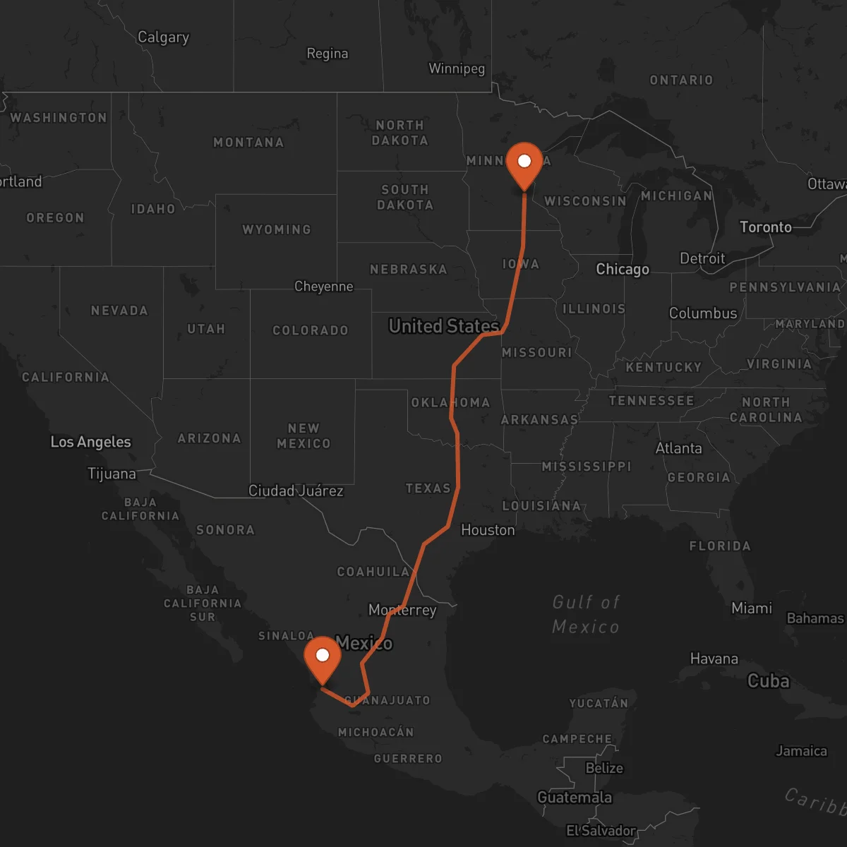 Ruta Tepic - Minneapolis