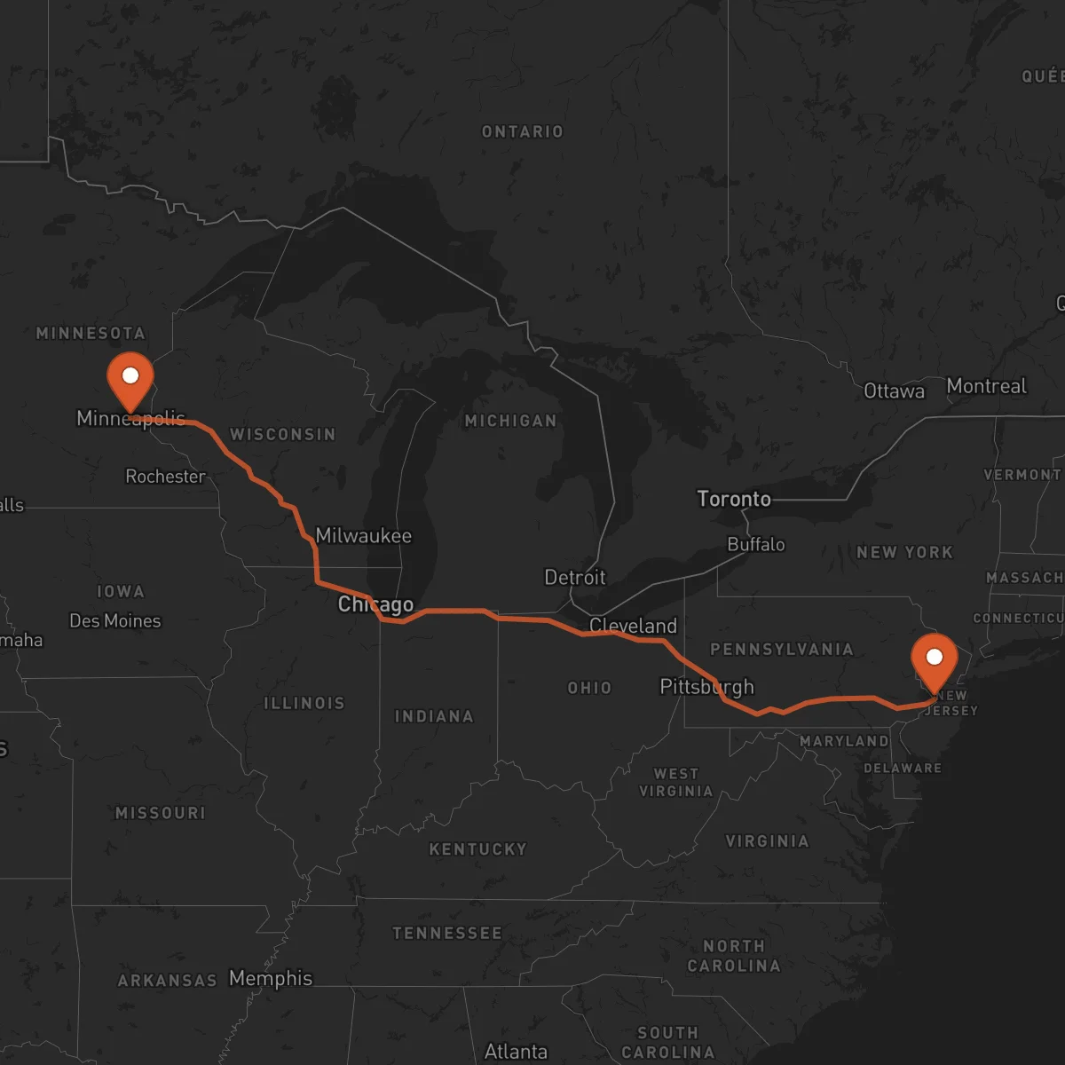 Ruta Trenton - Minneapolis