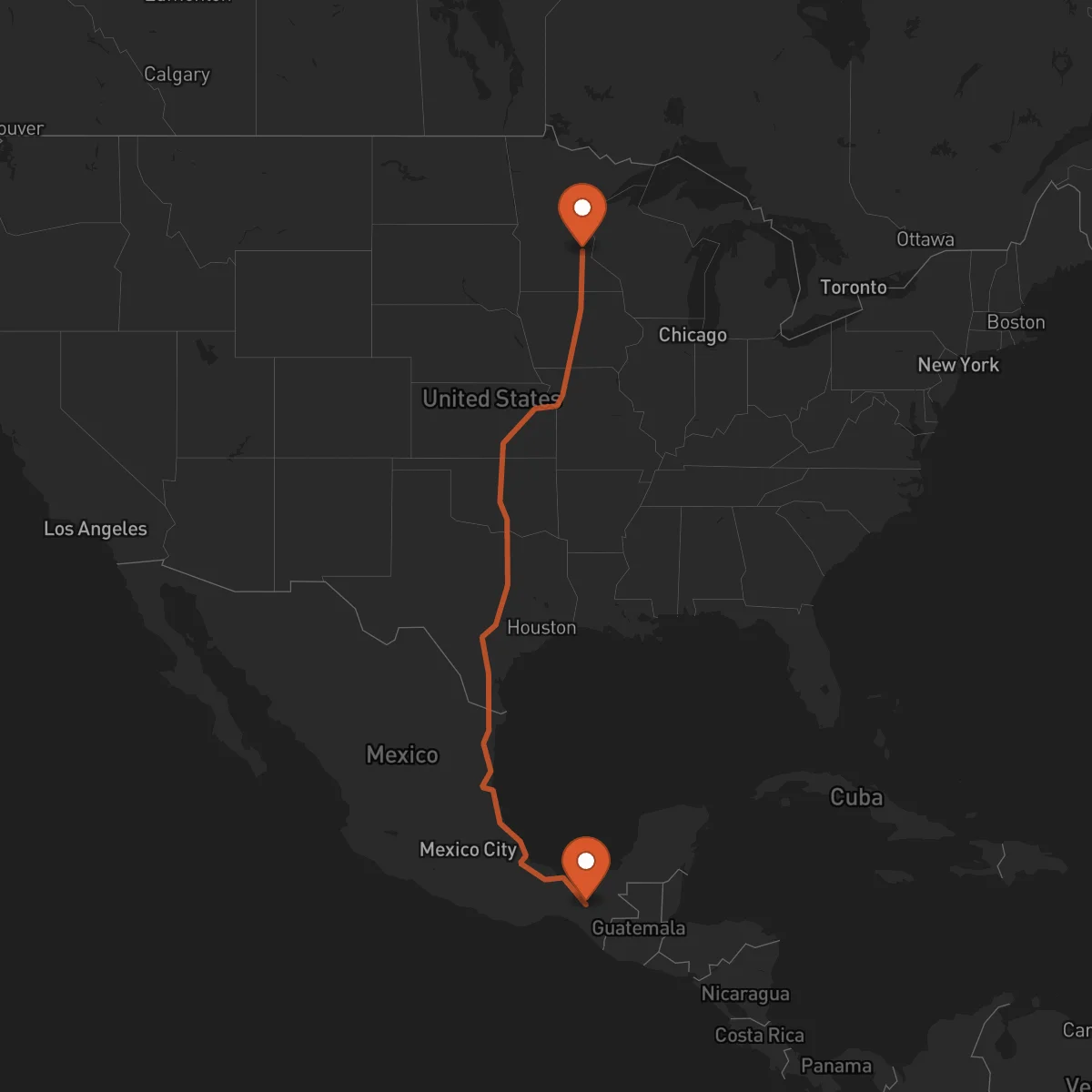 Ruta Minneapolis - Tuxtla Gutiérrez