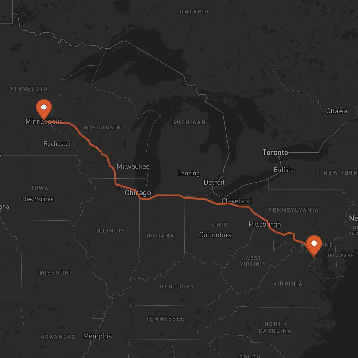 Ruta Minneapolis - Washington D.C.