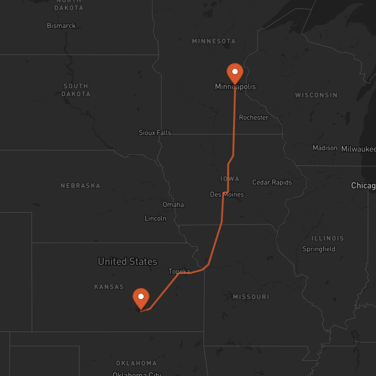 Ruta Minneapolis - Wichita
