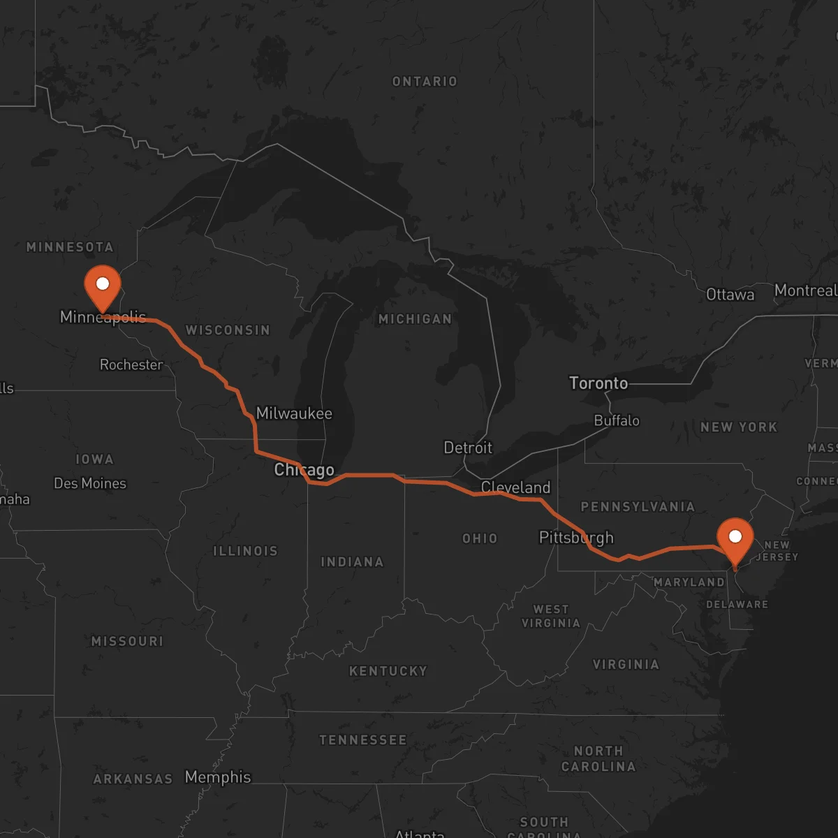 Ruta Minneapolis - Wilmington