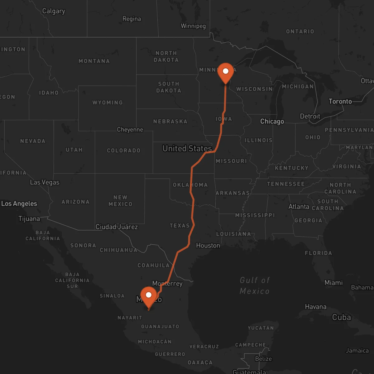 Ruta Minneapolis - Zacatecas