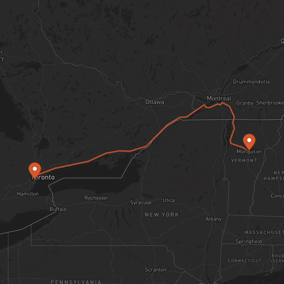 Ruta Montpelier - Mississauga