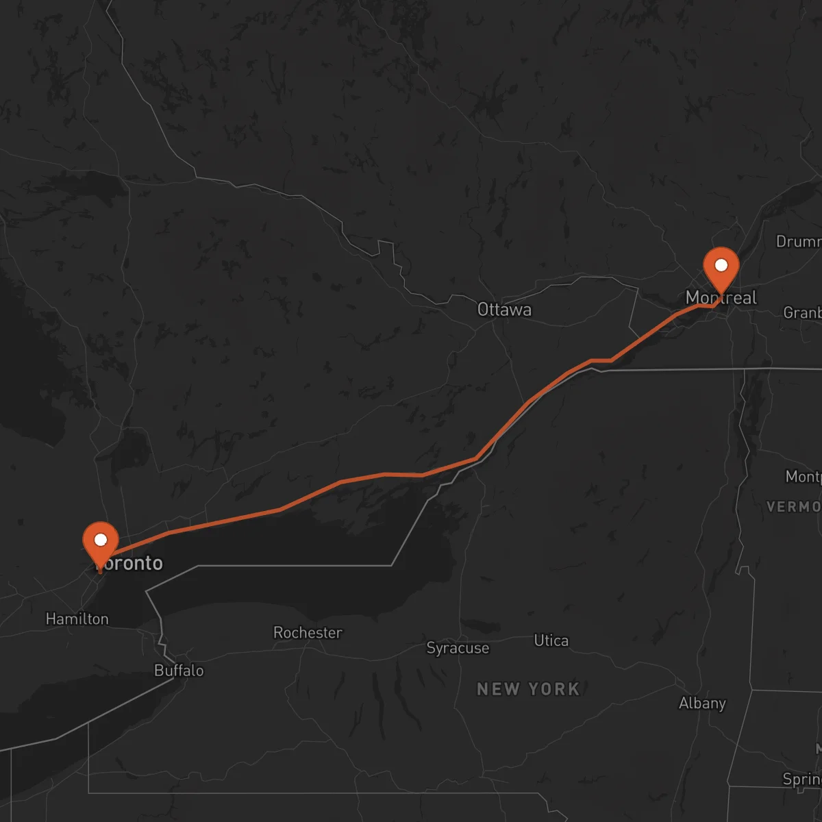 Ruta Mississauga - Montreal