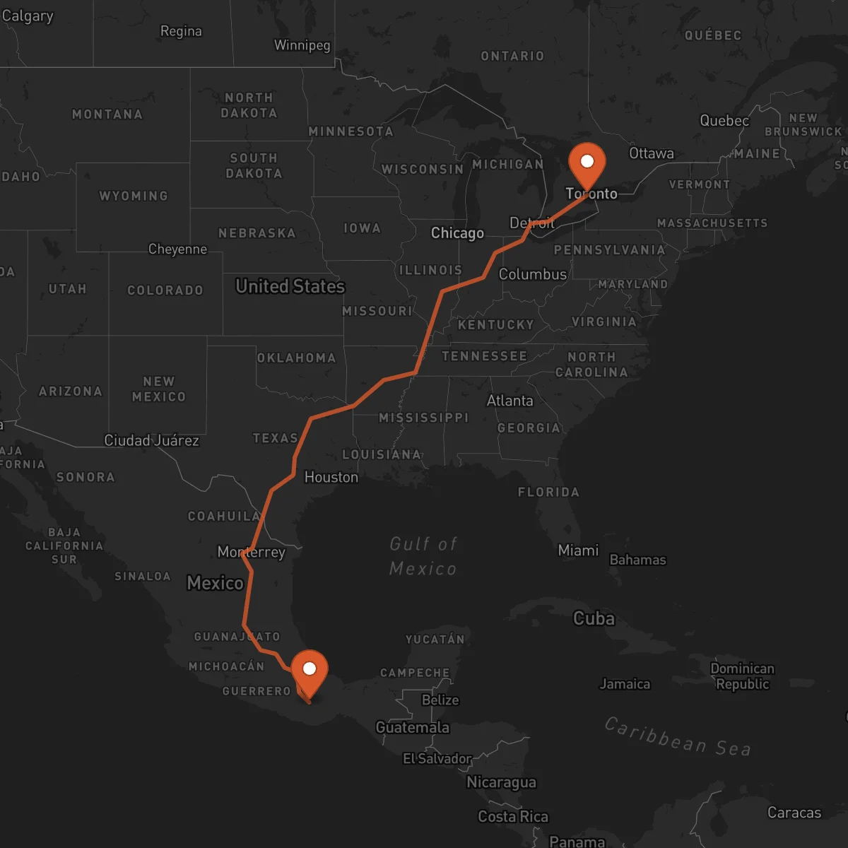 Ruta Mississauga - Oaxaca de Juárez