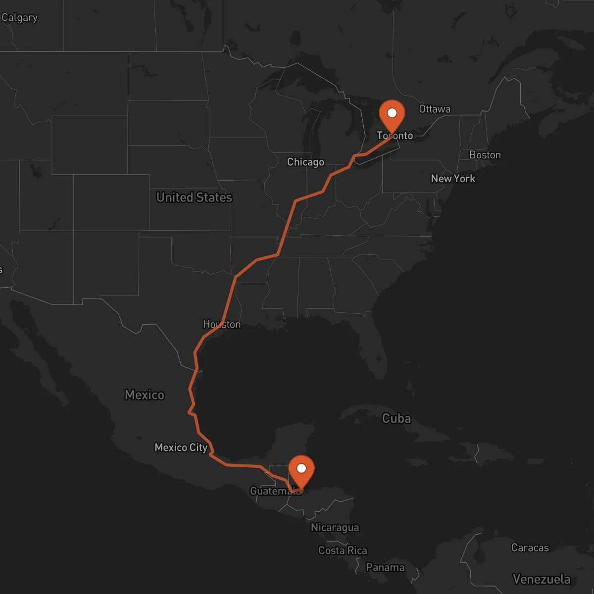 Ruta San Pedro Sula - Mississauga