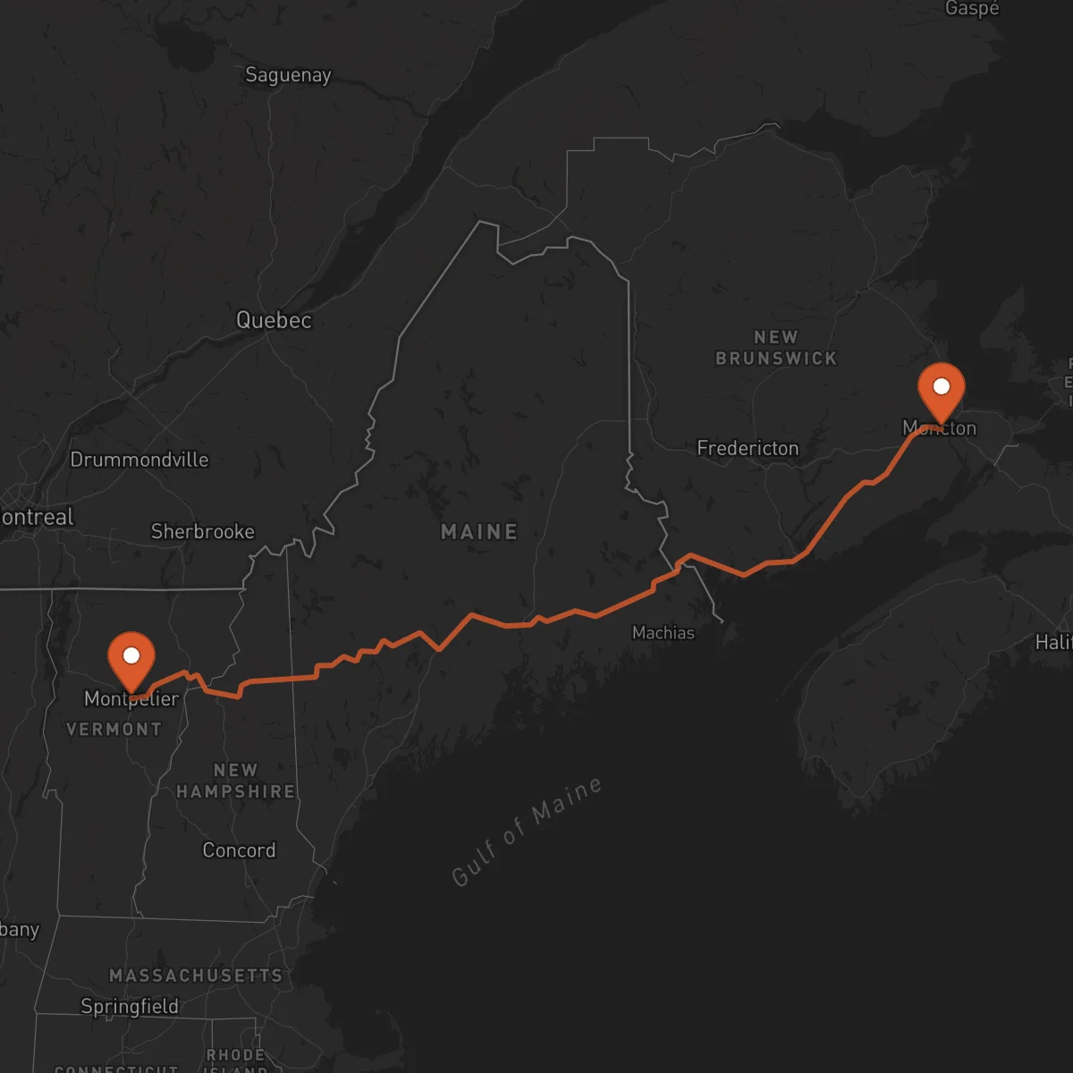 Ruta Moncton - Montpelier