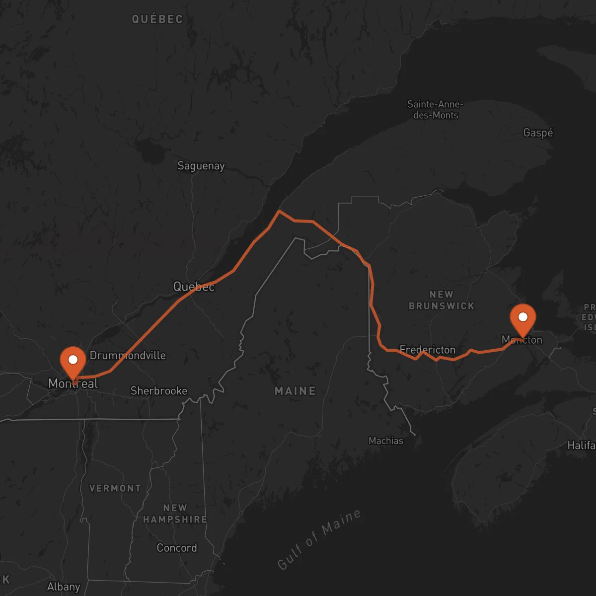 Ruta Moncton - Montreal