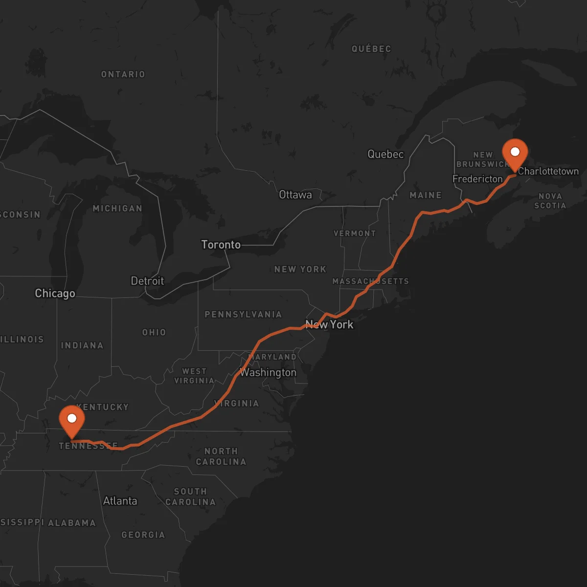 Ruta Moncton - Nashville
