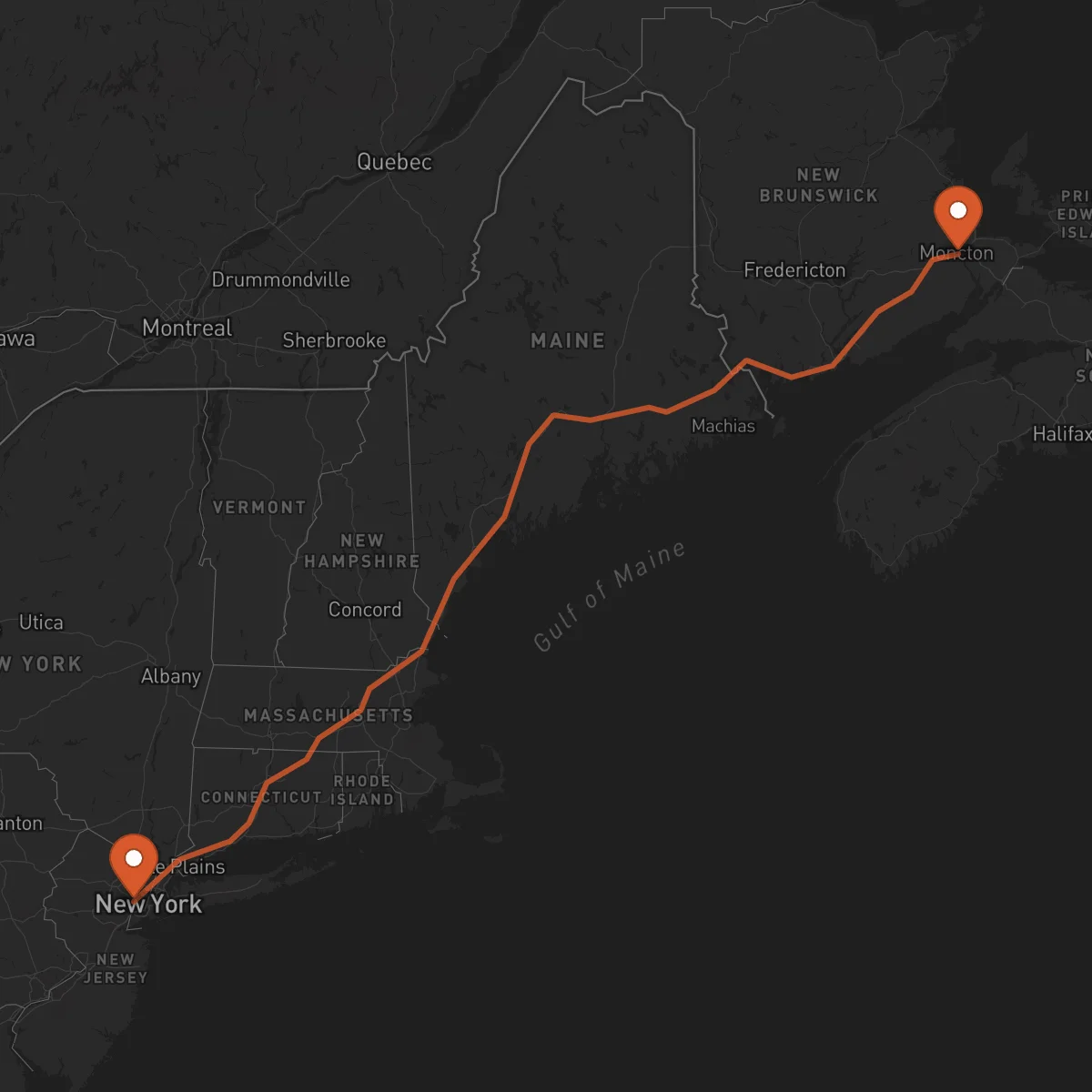 Ruta Newark - Moncton