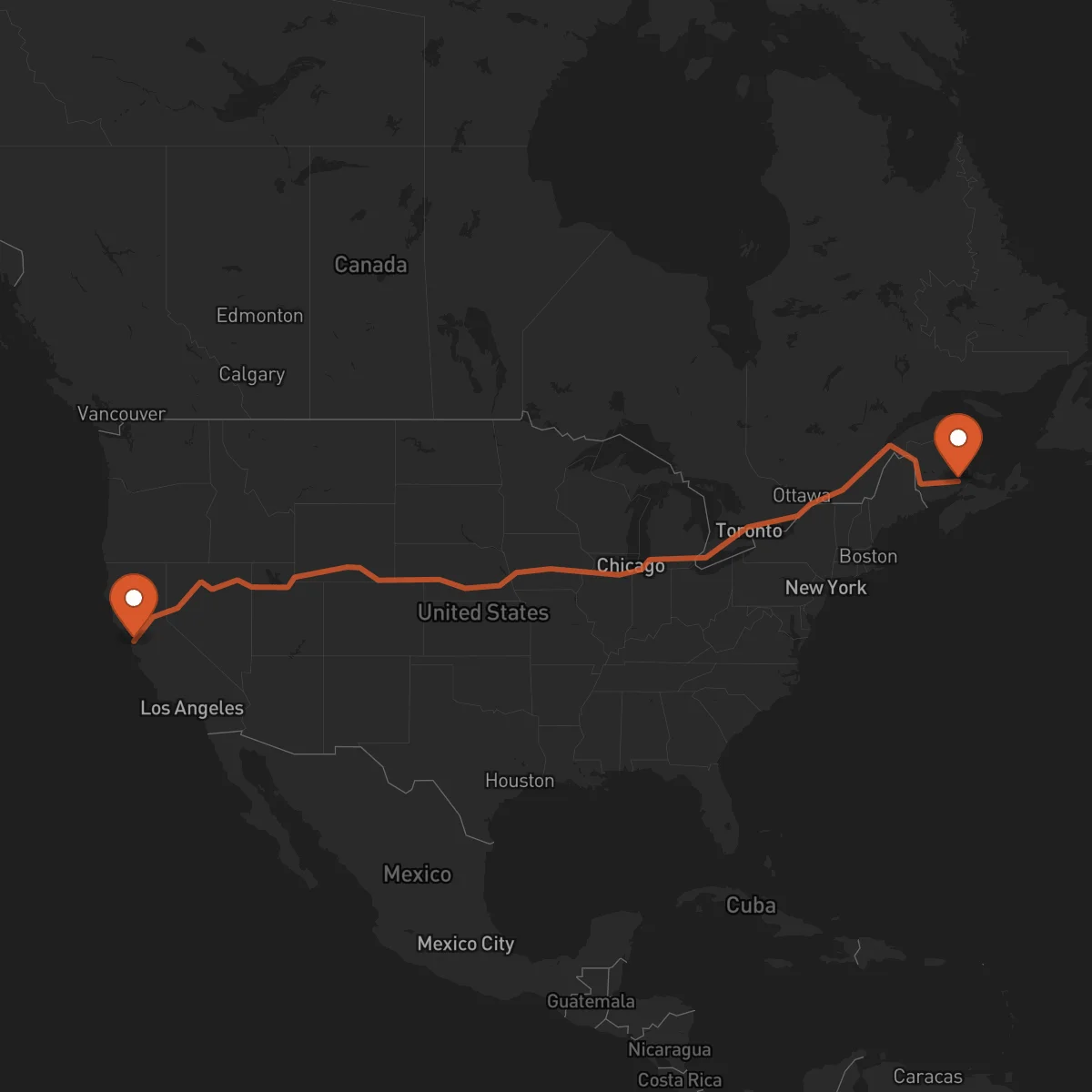 Ruta Moncton - Oakland