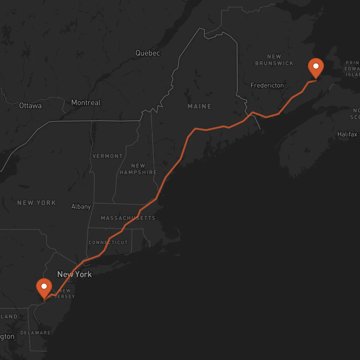 Ruta Moncton - Philadelphie