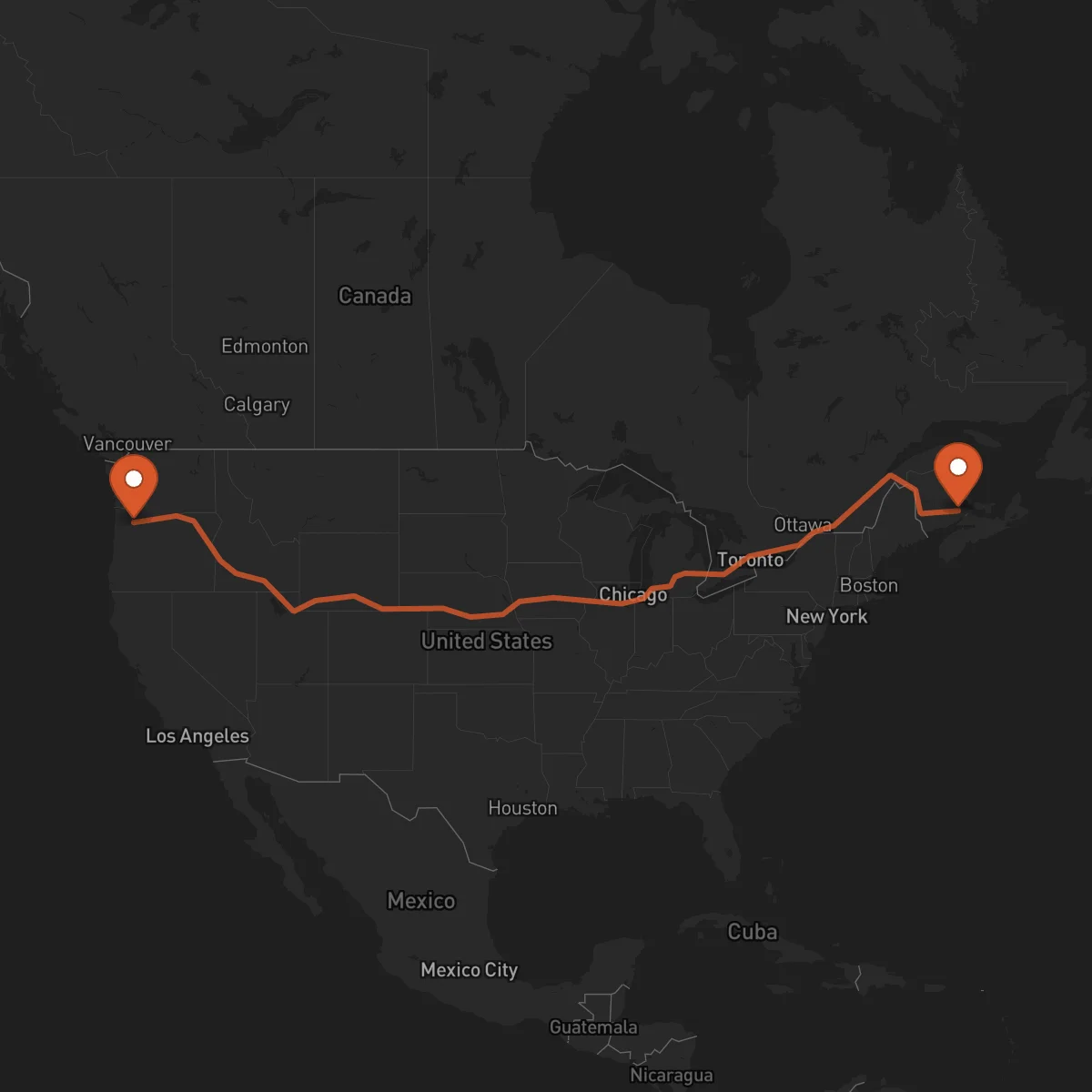 Ruta Moncton - Portland