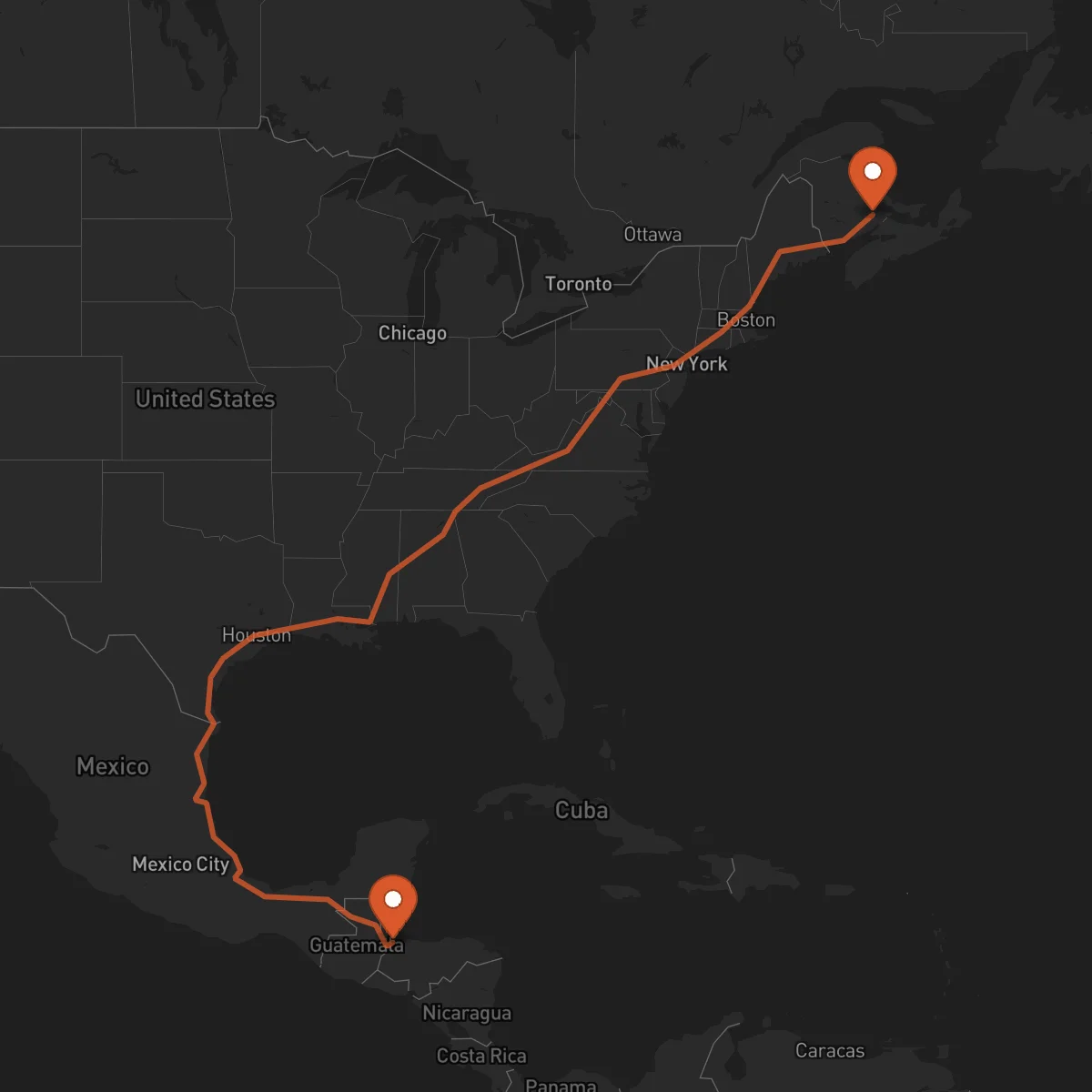 Ruta Moncton - Puerto Barrios