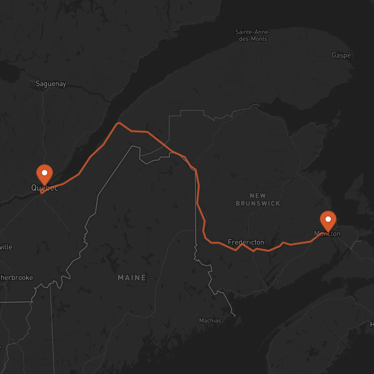 Ruta Moncton - Quebec City