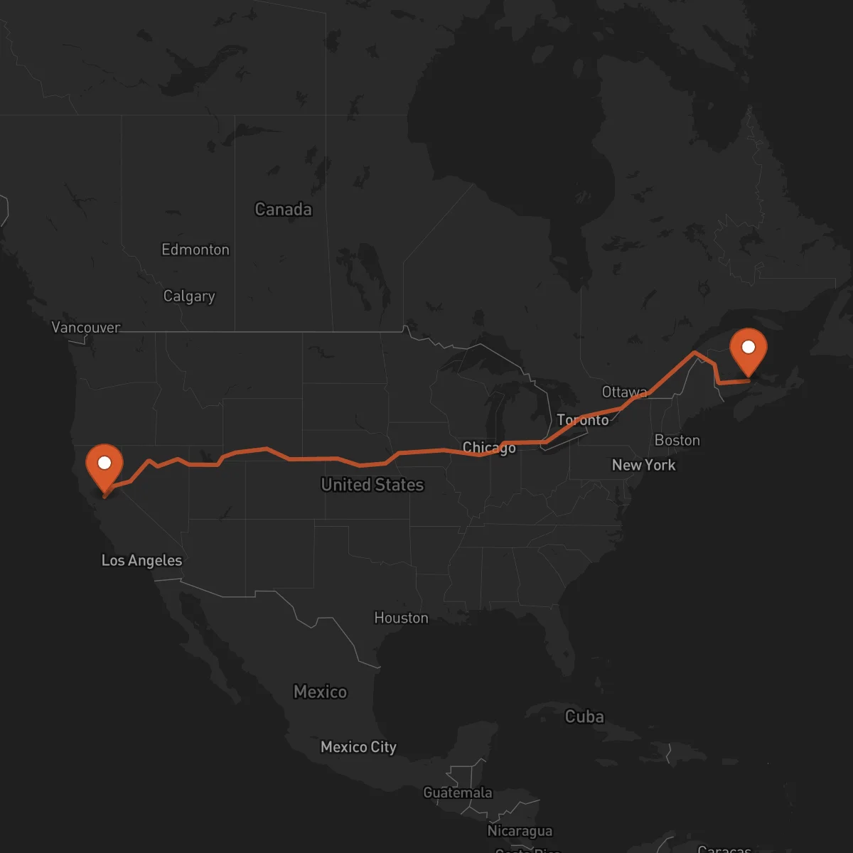 Ruta Moncton - Sacramento