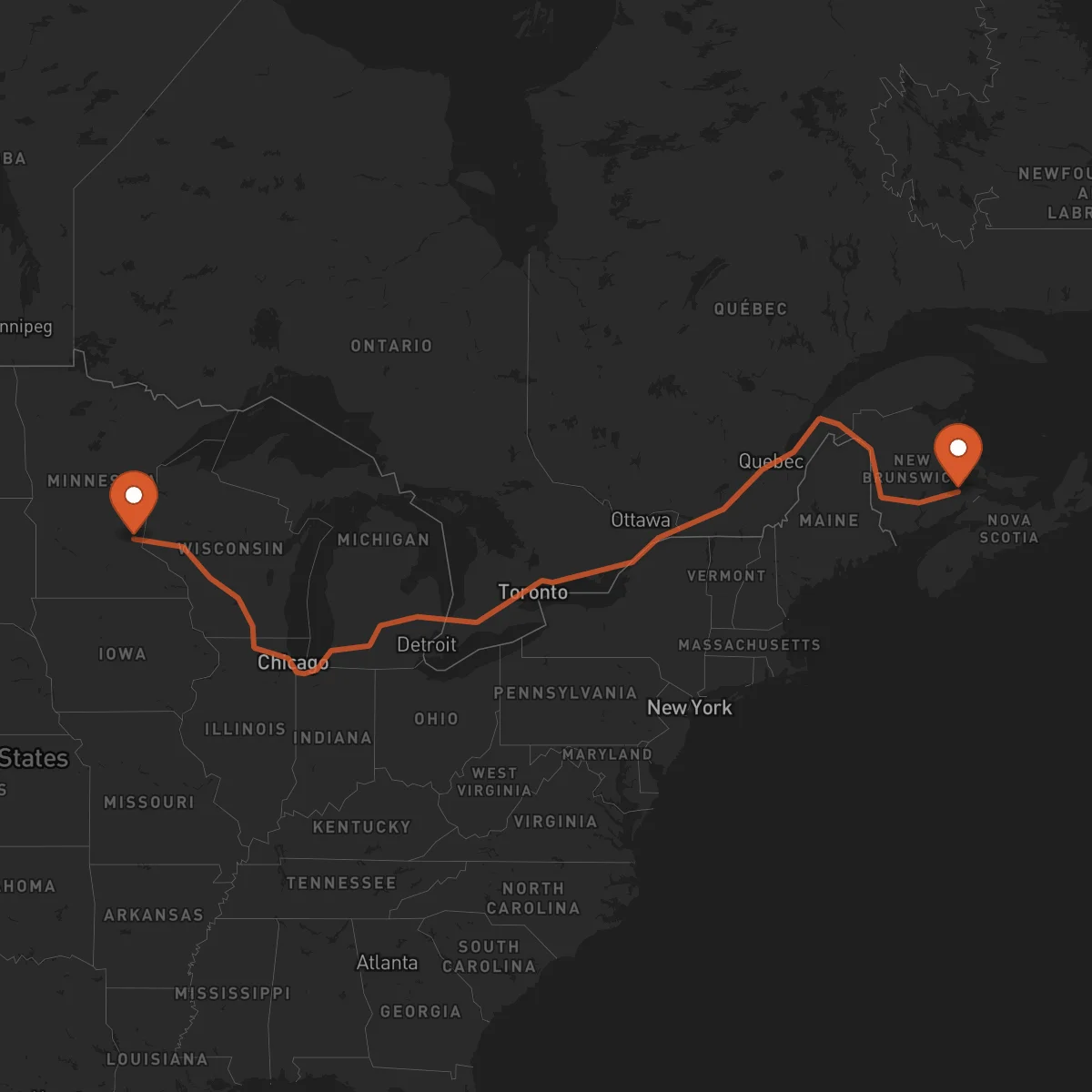Ruta Moncton - Saint Paul