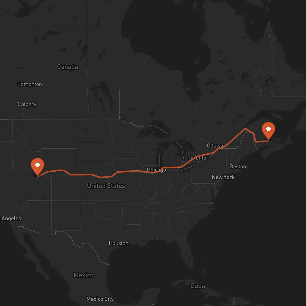 Ruta Moncton - Salt Lake City