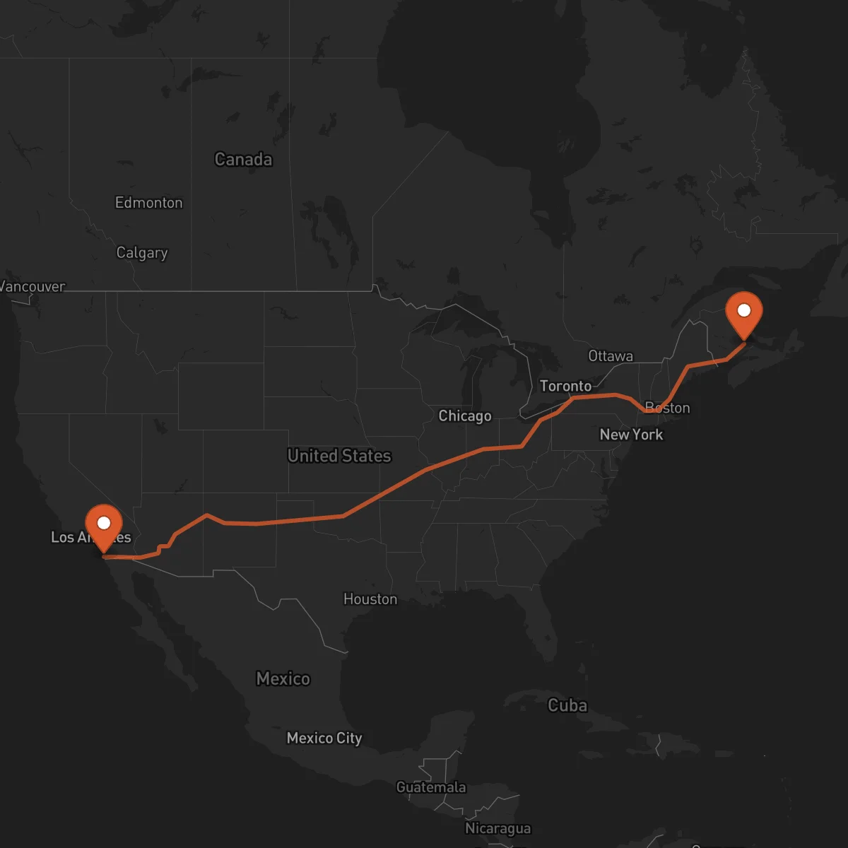 Ruta San Diego - Moncton