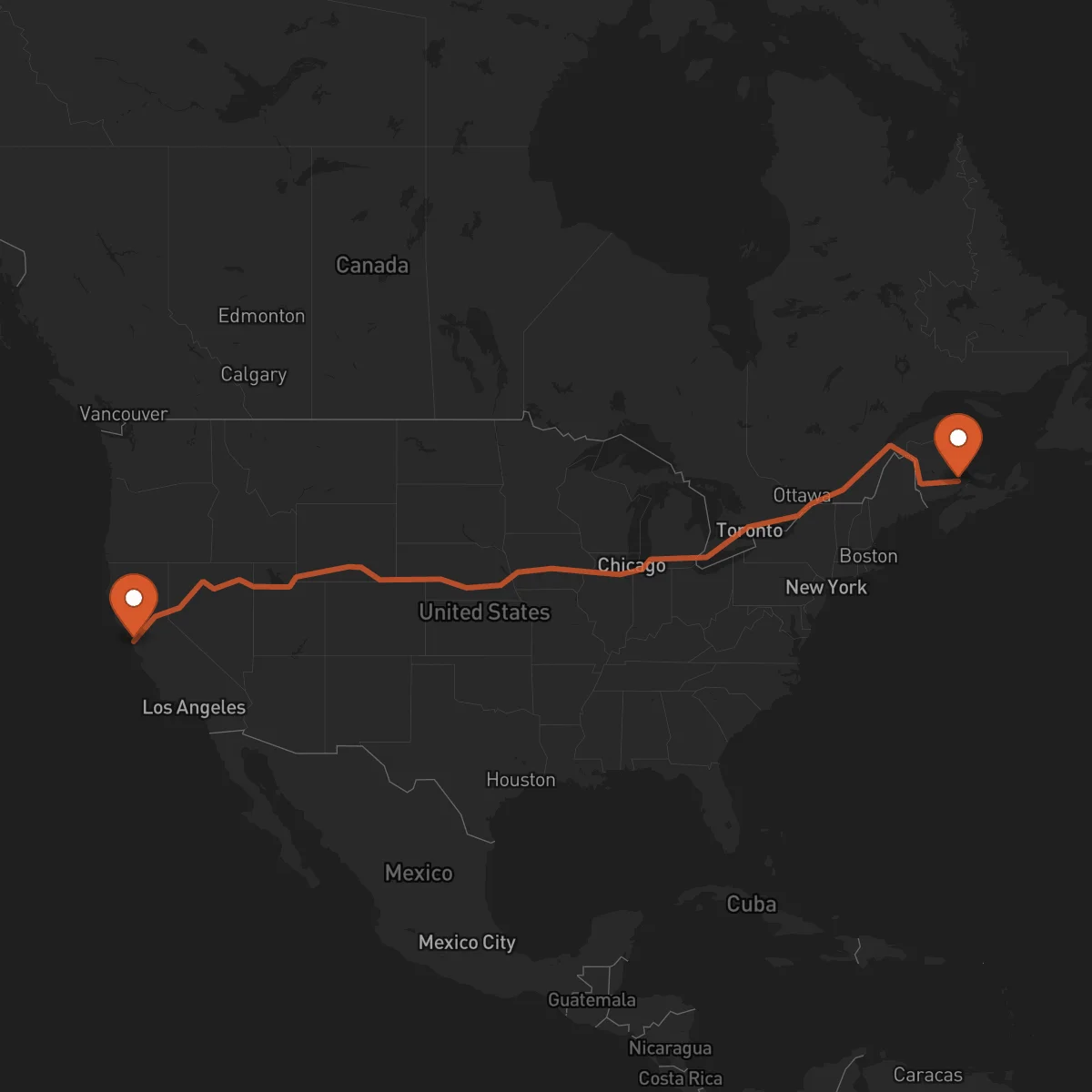 Ruta San Francisco - Moncton
