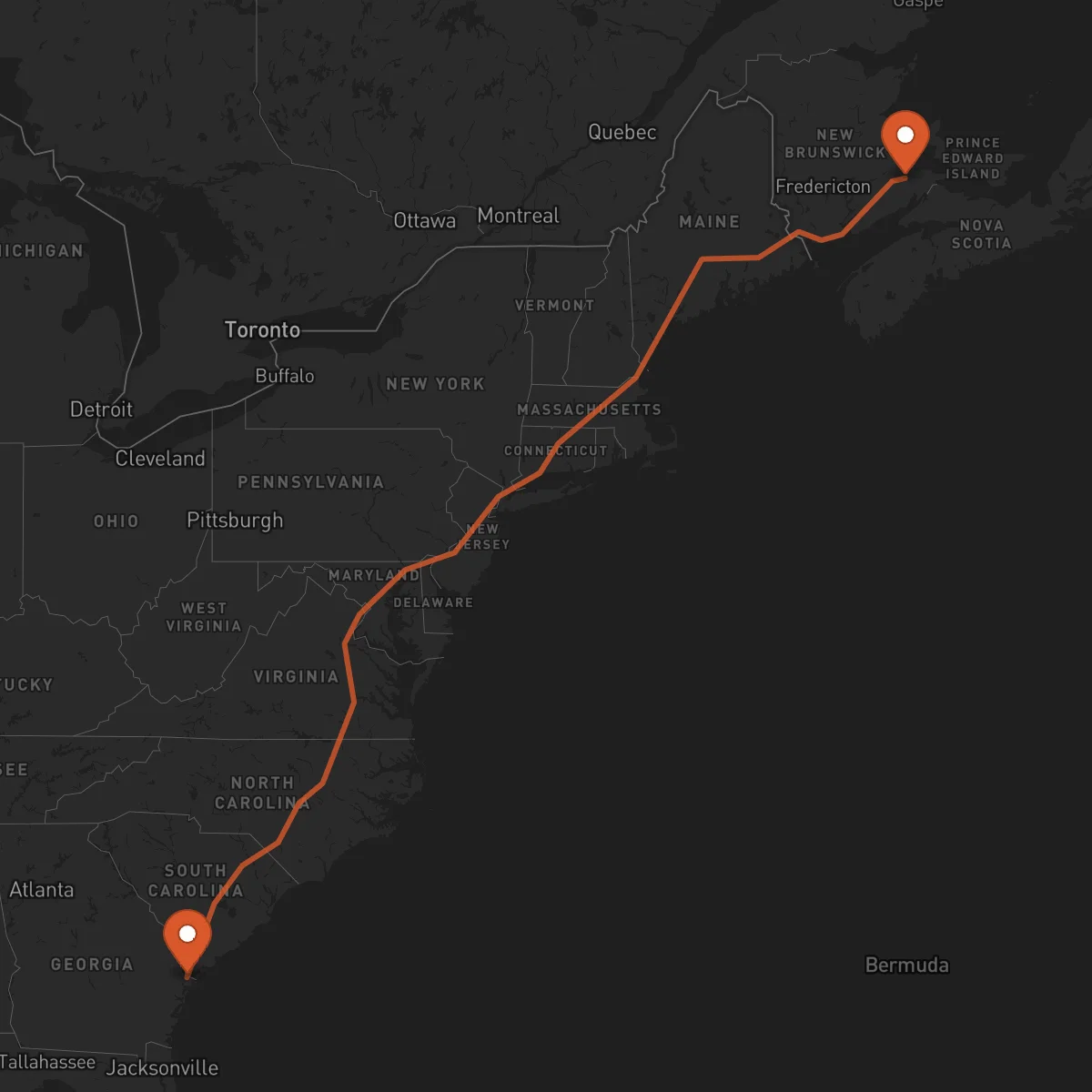 Ruta Savannah - Moncton