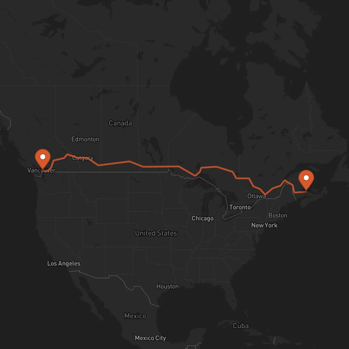 Ruta Moncton - Surrey