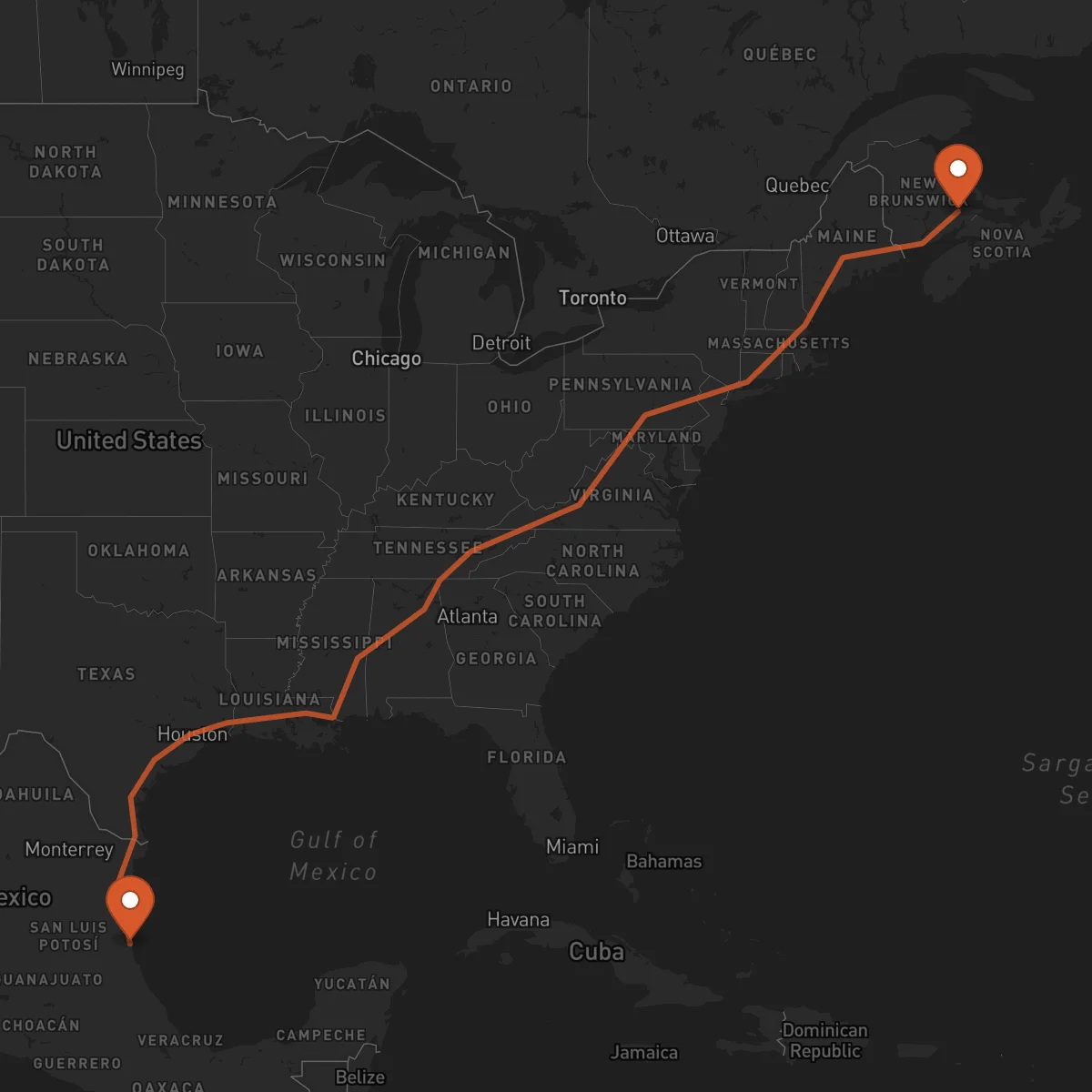 Ruta Moncton - Tampico