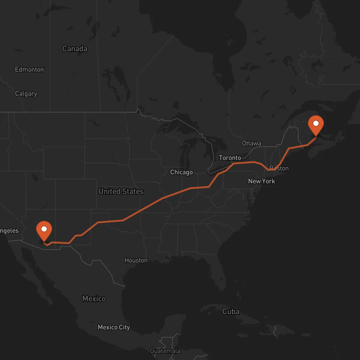Ruta Tucson - Moncton
