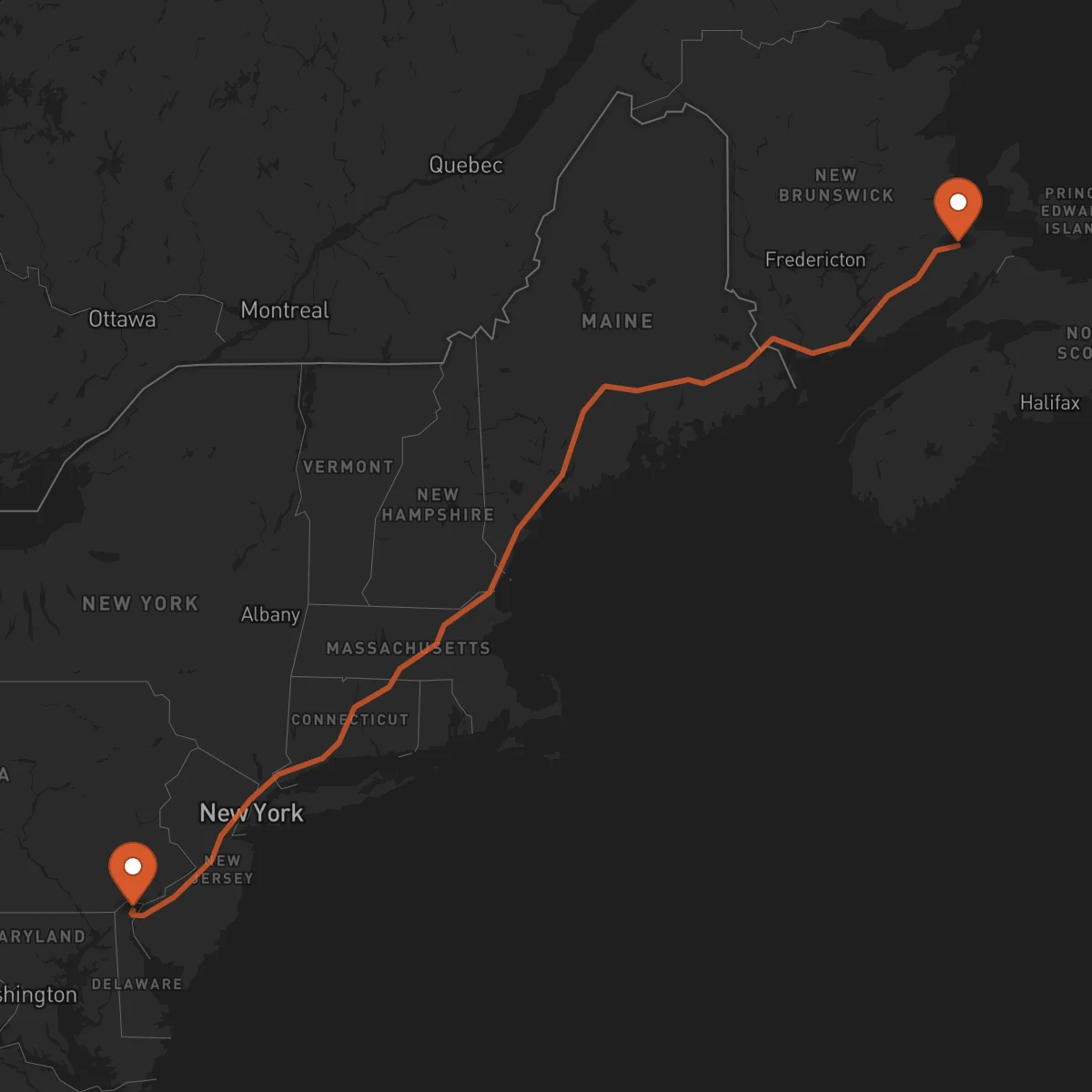 Ruta Moncton - Wilmington