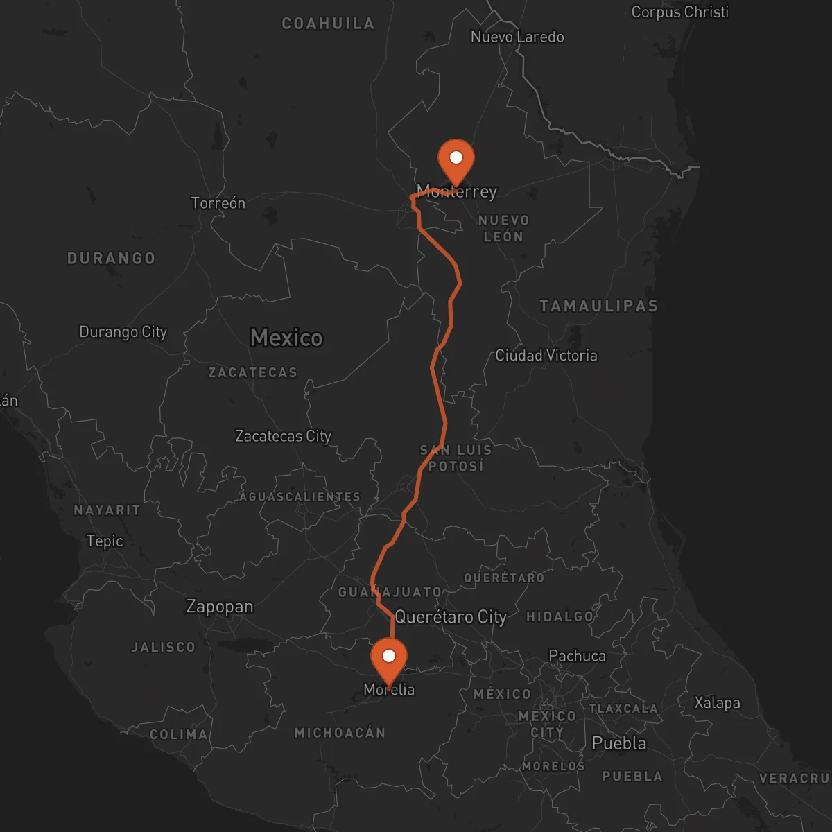 Ruta Monterrey - Morelia