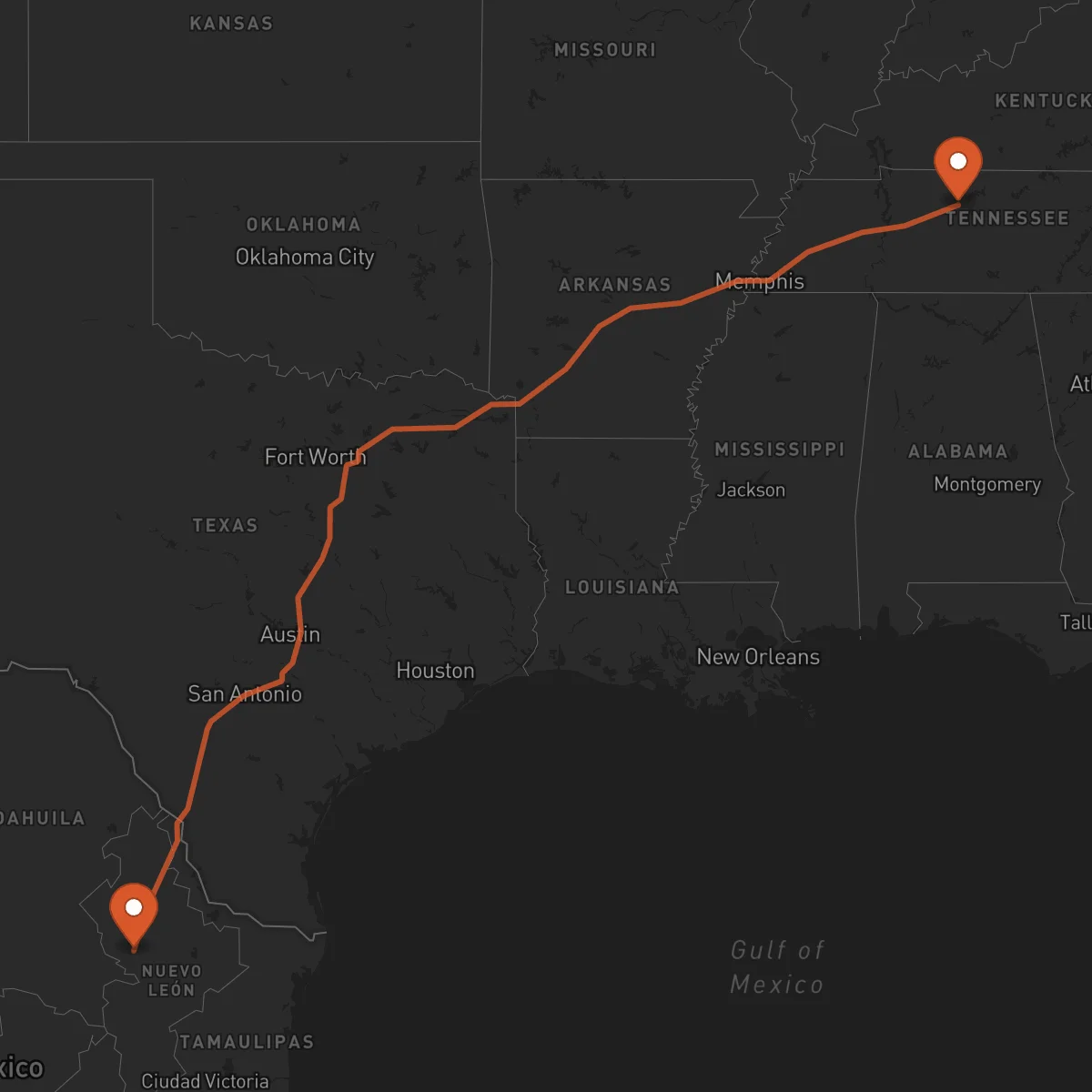 Ruta Monterrey - Nashville