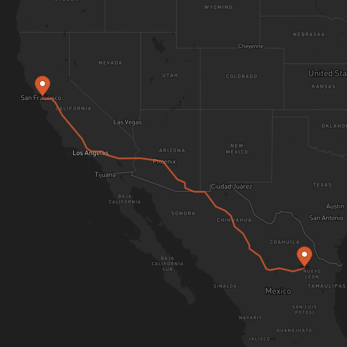 Ruta Monterrey - Oakland