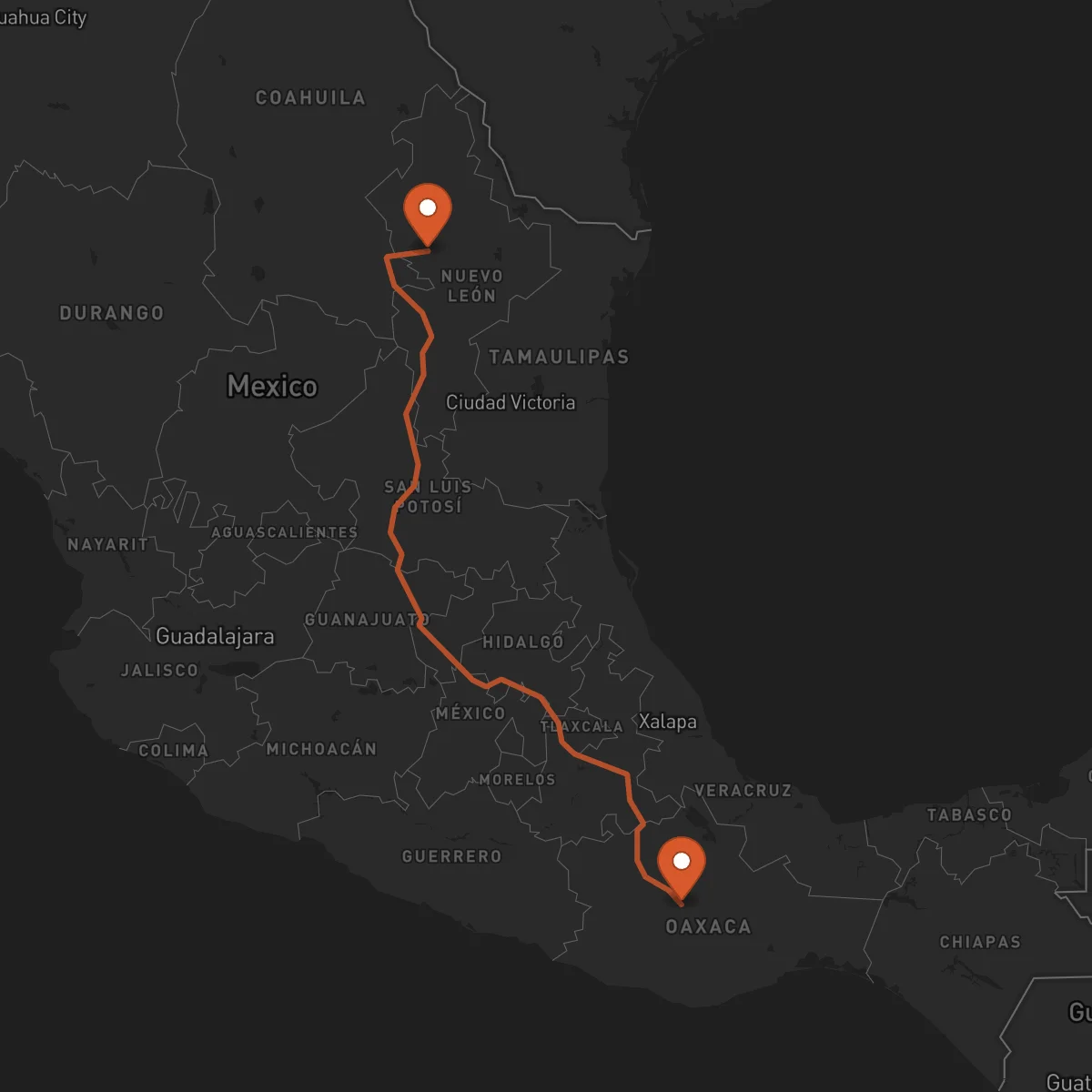 Ruta Oaxaca de Juárez - Monterrey