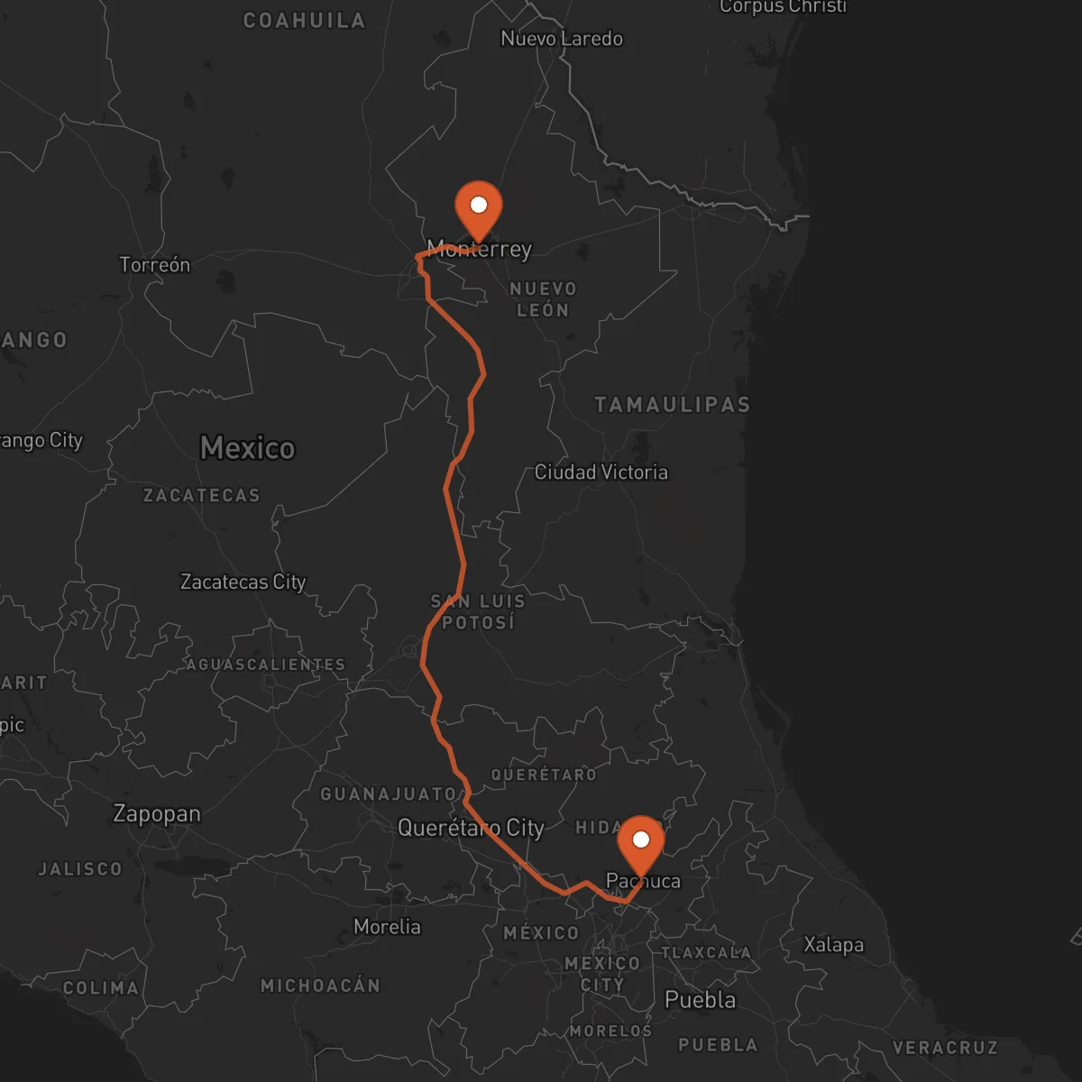 Ruta Pachuca de Soto - Monterrey