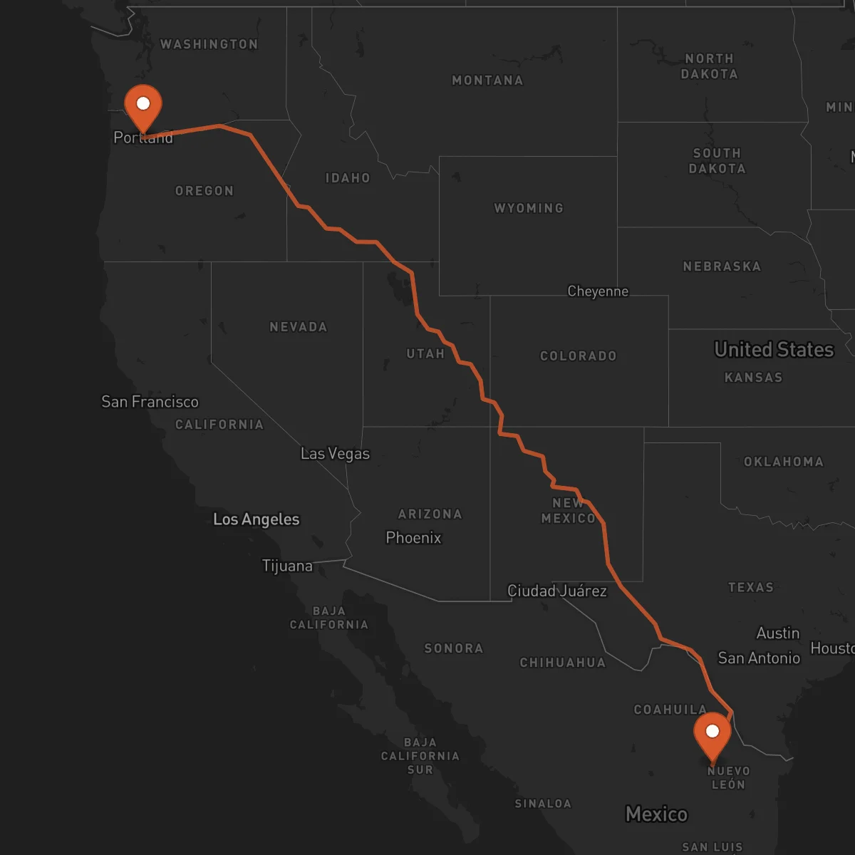 Ruta Monterrey - Portland