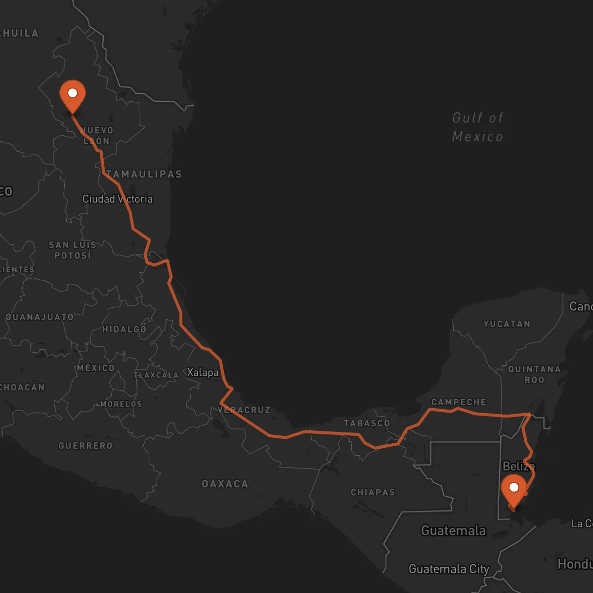 Ruta Monterrey - Punta Gorda
