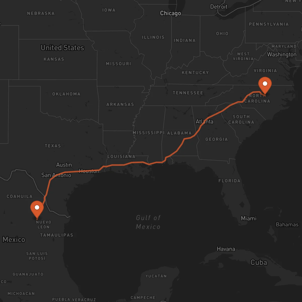 Ruta Raleigh - Monterrey