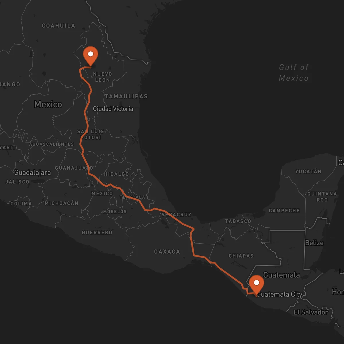 Ruta Monterrey - Retalhuleu