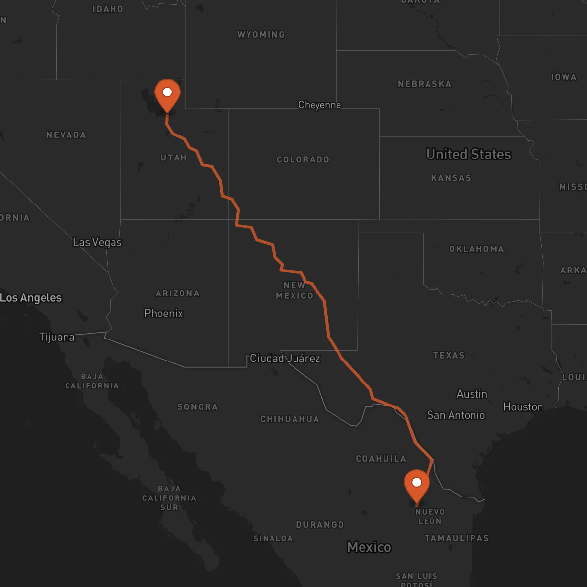 Ruta Monterrey - Salt Lake City