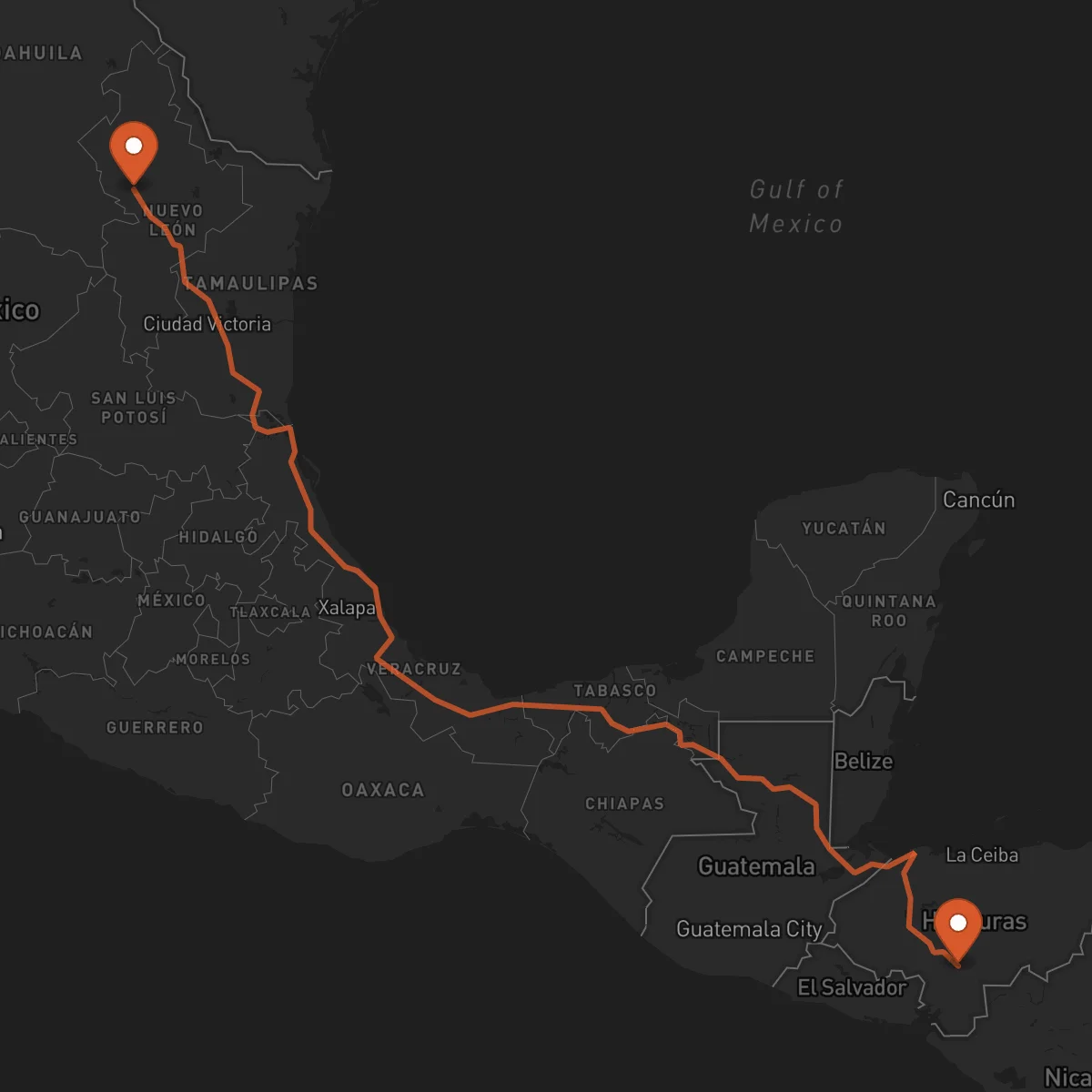 Ruta Tégucigalpa - Monterrey